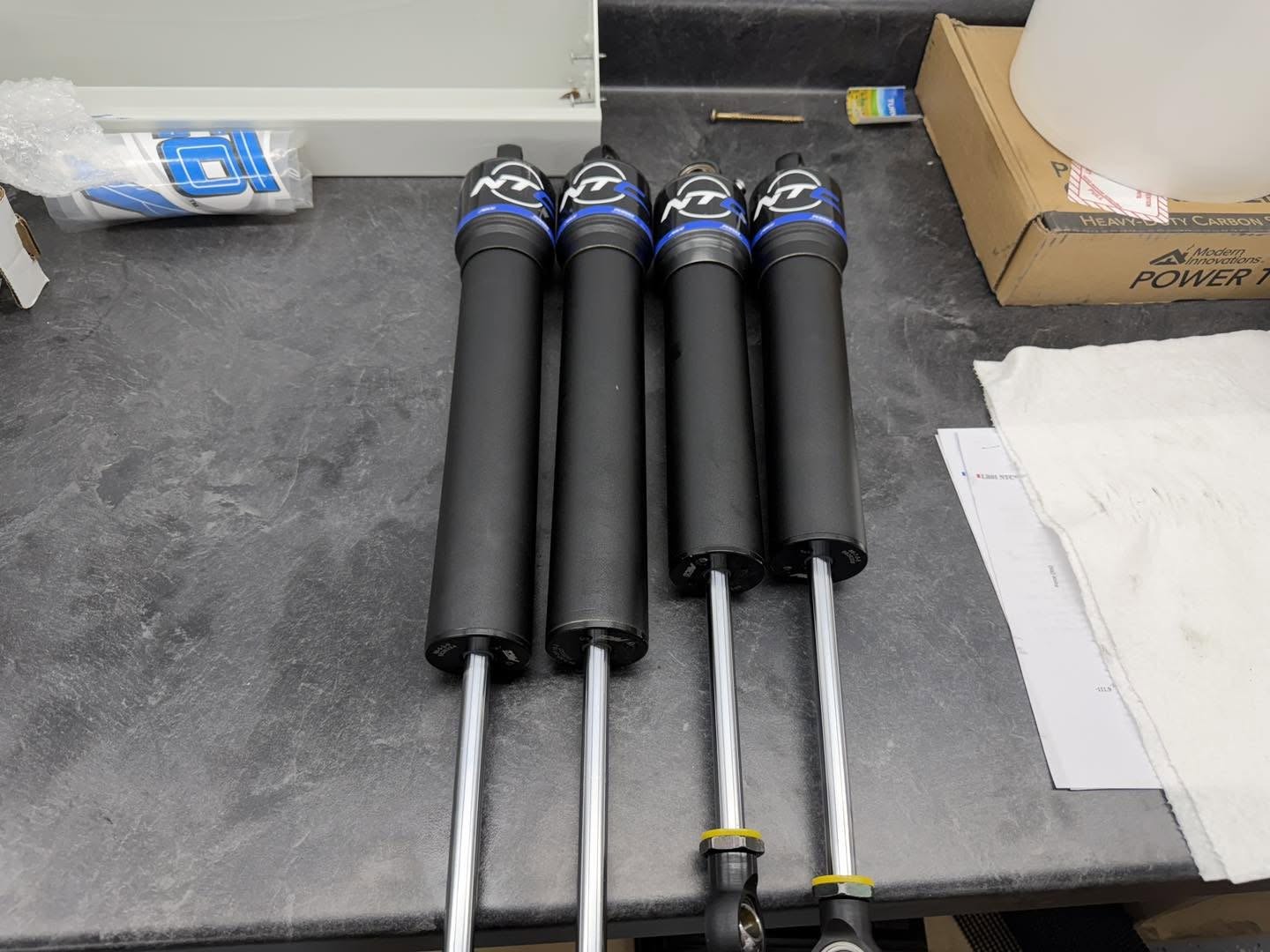 Completed NTC racing shocks ready for a customer