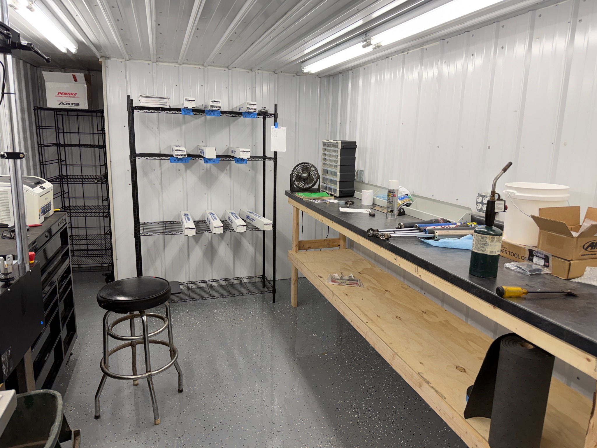 NTC shock room parts and work bench
